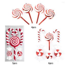 Christmas Decorations 4/5/6pcs Merry Lollipop Pendant Home Party Tree Candy Stick Hanging Prop Year Decoration Set Gifts#20