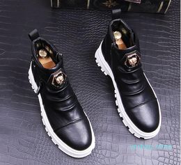 Ankle Boots Trend Shoes Sneakers Fashion Casual Spring Autumn Punk Style Rivets Male Leather High Top Hip Hop 66 Green 2020 Men