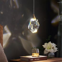 Pendant Lamps Lights Bedroom Led Full Brass Crystal Nordic Lamp Luminaire Suspension Decoration Salon Hanging 220V Or 110v