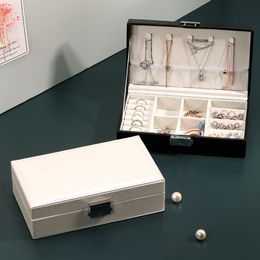 Jewelry Boxes Portable PU Jewellery Box Organizer Display Travel Case Button Leather Storage Zipper Jewelers Joyero 221205