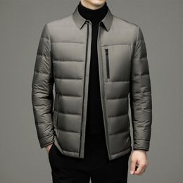 Men s Down Parkas Autumn Winter Jacket Grey Duck Coat Fashion Business Casual Warm Turn Collar Outerwear 221203