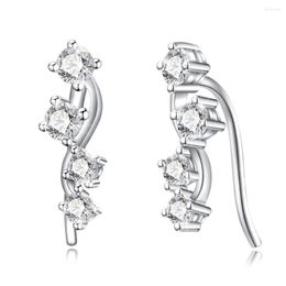 Backs Earrings Fashion Women Clip Exquisite 925 Sterling Silver Four Cubic Zircons CZ For Lady Festival Gift