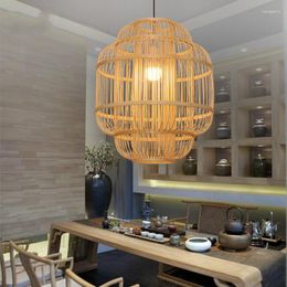 Pendant Lamps Chinese Bamboo Art Lights Lighting Japanese Teahouse Bird Hanging Lamp Individual Southeast Asia Zen Luminaire Fixture