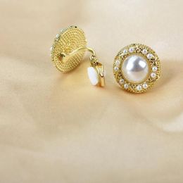 Backs Earrings Gold Color Geometric Round Simulated Pearl Ear Clip Wedding Jewelry Non Pierced Earcuffs For Women Fashion Accessories