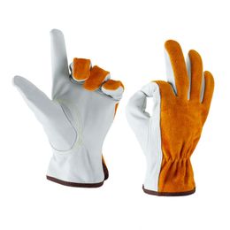 Hand protection double Colour matching anti cutting electric welding gloves Cow head leather two layers
