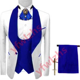 Custom-made Groom Tuxedos One Button Men Suits Shawl Lapel Groomsmen Wedding/Prom/Dinner Man Blazer Jacket Pants Tie Vest M203