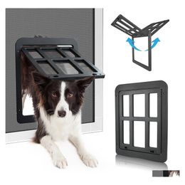 Dog Houses Kennels Accessories Kennels Accessories Lockable Plastic Pet Dog Cat Door Anti Mosquito Sn Window Security Baffle Tunne Dh7Il