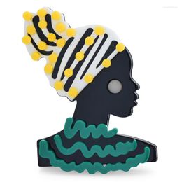 Brooches Wuli&baby Acrylic Africa Lady For Women Unisex Beauty National Girl Figure Party Causal Brooch Pin Gifts