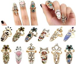 Moda strass ranzó fofo coroa de cristal de cristal anéis de dedo unhas feminina de dedo feminino anéis de arte de unhas de beleza jóias sh7319946