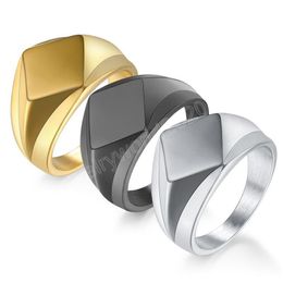 Fashion Men Ring Titanium Steel Simple Style Black Gold/Silver Colour Prismatic-shaped Ring Charm Hiphop Male Jewellery Party Gift