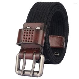 Belts Trend Double Pin Buckle Belt Quality Alloy Men Casual And Women Thicken Canvas Jeans