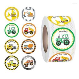 Gift Wrap 500 Pieces/Roll Cute Toy Truck Car Stickers Round Cartoon Adhesive Gifts Labels Envelope Cards Sealing