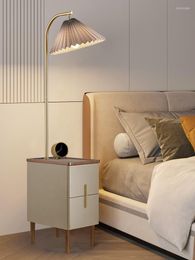 Floor Lamps Wireless Charging Wooden Drawer Design Bedroom Led Lamp Living Room Beside Lights Sofa Side Standing Home Lighting