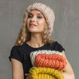 BeanieSkull Caps Women Winter Knitted Beanies Hat Thick Soft Warm Coarse Large Solid Female Ice Ski Bonnet Skullies Cap 221205