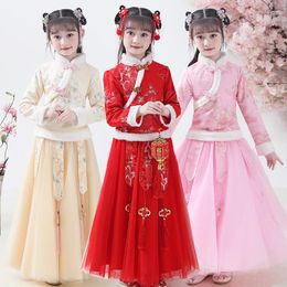 Ethnic Clothing Year Winter Dresses Princess Girls Kids Retro Chinese Tang Han Dress Festival Costumes Party Wedding Ball Gown