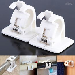 Shower Curtains 2 Pcs Curtain Hanging Rod End Fixing Holder Clip Rack Hook For Home Bathroom KIMA88