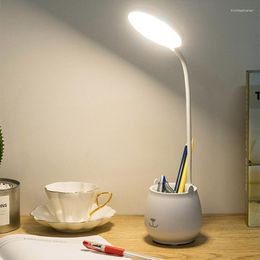 Table Lamps Rechargeable LED Desk Lamp Brightness Adjustable Eye Protect Reading Light With Pen Holder 3 Lighting Colour Bedside