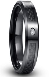 Wedding Rings 8mm Black Carbon Fibre For Men And Women Zircon Tungsten Stainless Steel Anniversary Jewellery GiftsWedding4861276