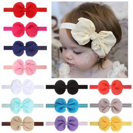 Toddler Solid Color Chiffon Bowknot Elastic Hairband Fashion Princess Headband DIY Chlidren Headwear Birthday Gift