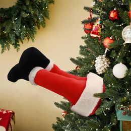 Christmas Decorations 1pc Creative Tree Ornaments Santa Decoration Pose-able Stuffed Legs Ornament For Home Office Year Xmas Doll