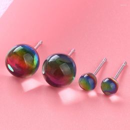 Stud Earrings 925 Sterling Silver 8mm Round Crystal Earring For Women Fashion Girl Jewelry 2022