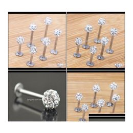 Labret Lip Piercing Jewelry Labret Piercing Drop Delivery 2021 Stud 20Pcs/Lot 6/8/10/12Mm Clear Shamballa Ball Cz Gem Disco Body Je Otquo