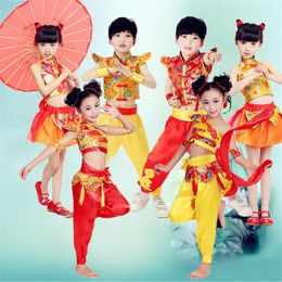 Stage Wear Children's Festive Costumes Younger Drum Drumming Clothing Martial Arts Grand Opening Dance Clothes