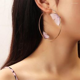 Hoop Earrings 3D Tulle Butterfly Big Gold Hoops Oversize Statement For Women Girls Minimalist Summer Jewellery