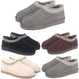 Tasman Chinelos Castanhos Bota Feminina Tazz Pele de Carneiro Shearling Clássico Mules Ultra Mini Plataforma Deslizamento Slip-on Sapatos Camurça Superior Lã Conforto Botas Outono Inverno