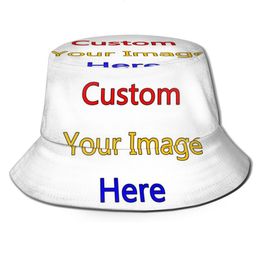 Wide Brim Hats Bucket 3D Customised Image DIY Women Fisherman's Hat Fashion Men Ladies Caps Fitted Casual Girls Unisex Flat Drop 221205