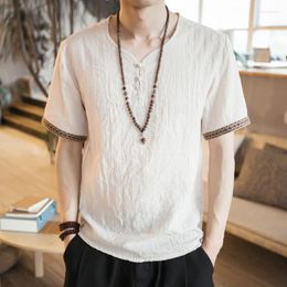 Men's T Shirts Drop Chinese Style Myanmar Clothing Short Sleeve T-Shirt Summer Men Loose Thai Buddhist Clothes