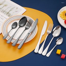 Dinnerware Sets 16pcs Stainless Steel Cutlery Set Golden Western Tableware Knife Fork Tea Spoon Silverware Kitchen Flatware