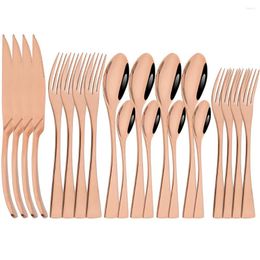 Dinnerware Sets Western 20Pcs Rose Gold Cutlery Tableware Set 304 Stainless Steel Steak Kinfe Fork Tea Spoons Kitchen Silverware