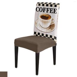 Chair Covers Coffee Retro Wood Grain Plaid Dining Cover 4/6/8PCS Spandex Elastic Slipcover Case For Wedding Home Room