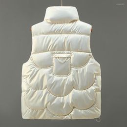 Women's Vests Cardigan Trendy Windproof Women Winter Waistcoat Solid Color Cotton Vest Padded For Work