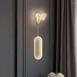 Wall Lamps Nordic Butterfly LED Light Diningroom Bedroom Parlour Hanging Fixtures Gold Loft Romantic Decoration