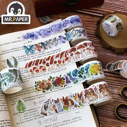 Mr Paper 9Design Autumn Evening Suge Series Special-shaped CollageTape Creative Single Strip Washi Tape Decoration DIY Materials