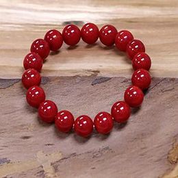 fashion Jewellery Indonesia Sea Bamboo red Coral 8mm Bracelet 7.5inch