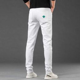 Mens Jeans designer summer jeans men's versatile black and white two-color cotton elastic small feet slim fitting embroidery Medusa European goods