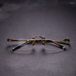 Sunglasses Frames Quality Square Titanium Alloy Diamond Trimming Frame For Men Eyewear Rimless Myopia Glasses Male