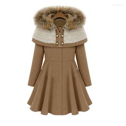 Women's Trench Coats 2022 European American Fashion Women's Coat Mid-Long Hooded Cloak Blended Woolen Autumn Winter Wool Jacket
