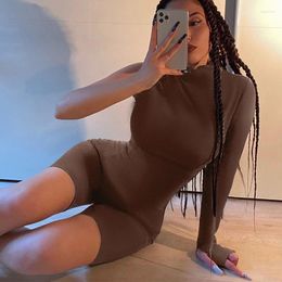 Women's Tracksuits 2022 Summer One Shoulder Long Sleeve Slim Jump Suit For Women's