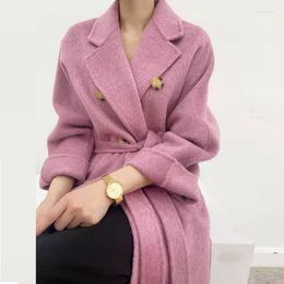 Women's Wool Alpaca Double Faced Coat Long Woolen Women's High Quality Cashmere