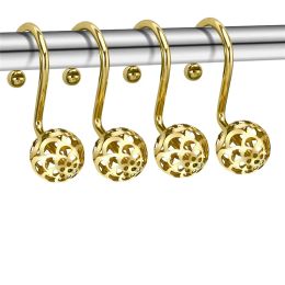 12 PCS/Set Shower Curtain Hooks Rings Decorative Bling Metal Rustproof Shower Hangers for Bathroom Curtains