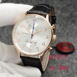Haute qualite men's quartz battery watch luxury brand pilot white dial brown leather strap chronograph limited designer gold case professional wristwatch