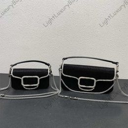 Top Women Bag Crystal Shoulder Bag Chain Cross-body Metal V LOGO Imported Cowhide Fashion Clasp Crossbody Bag 221206