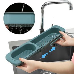 Other Kitchen Storage Organization Telescopic Sink Shelf Soap Sponge Drain Rack Expandable er Tray Holder Adjustable Basket Home 221205