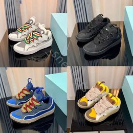 Designer Shoes Men Women Laceup Extraordinary Sneaker Bread Shoes Embossed Leather Curb Mesh Woven Lace-Up Shoe Thick Soled Sneakers Size 35-46
