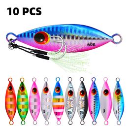 Baits Lures 10 PcsSet Metal Hard Jig Lure Artificial Bait Shore Slow Jigging Super Bass Fishing Tackle 10g 20g 30g 40g 60g Supply Wholesale 221206