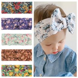 Cute Print Bowknot Baby Elastic Hairband Fashion Flowers Pattern Bows Infant Headband Princess Headwear Birthday Gifts